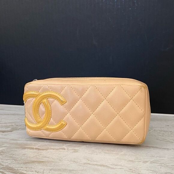 CHANEL CC Cambon line leather pouch Beige/orange - Picture 4 of 15